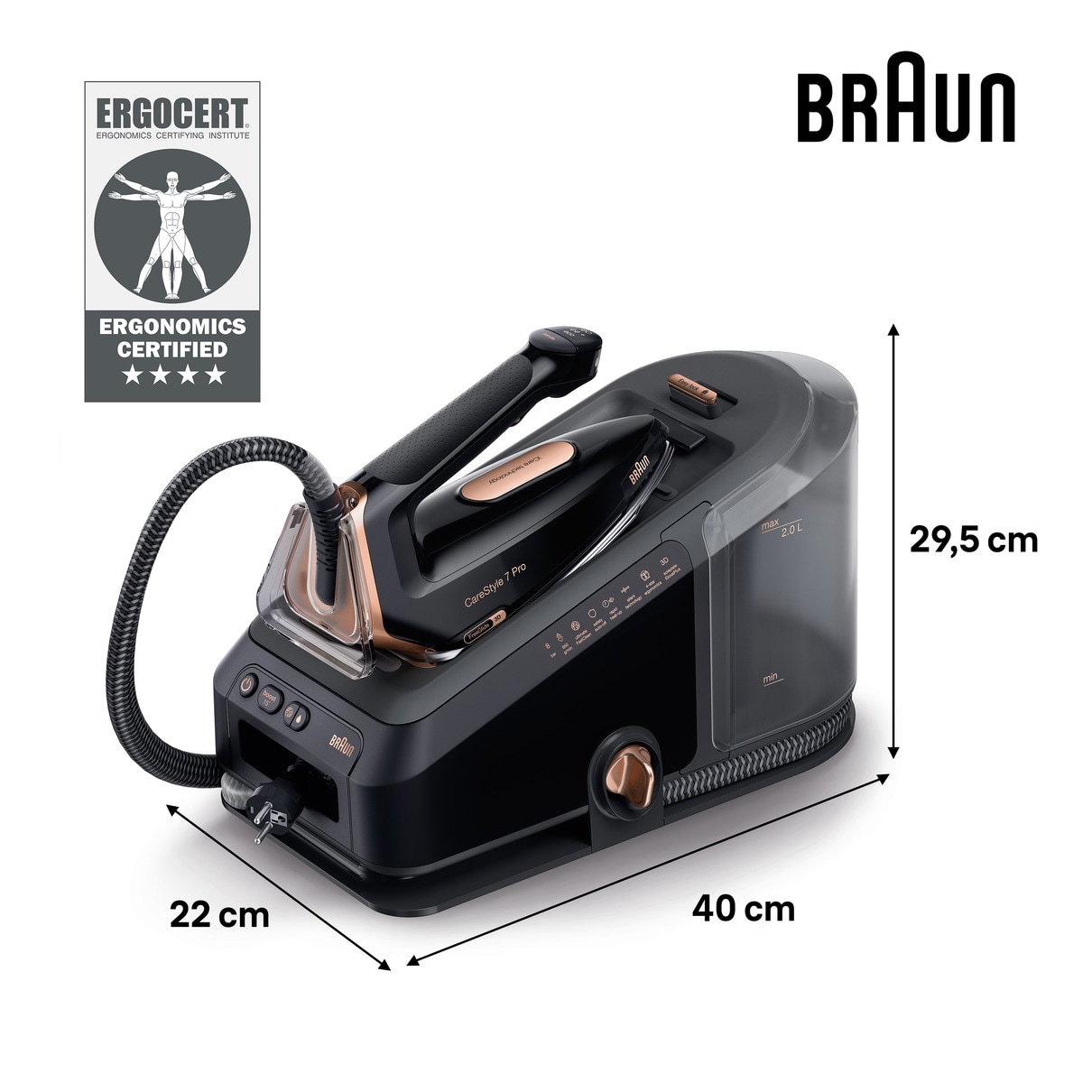 Centro de planchado Braun CareStyle 7 Pro IS7286BK con golpe de vapor superpotente Negro / Cobre-8