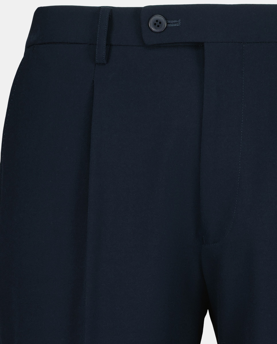 Pantalón de traje básico de hombre con pinza Classic Fit Azul marino-5
