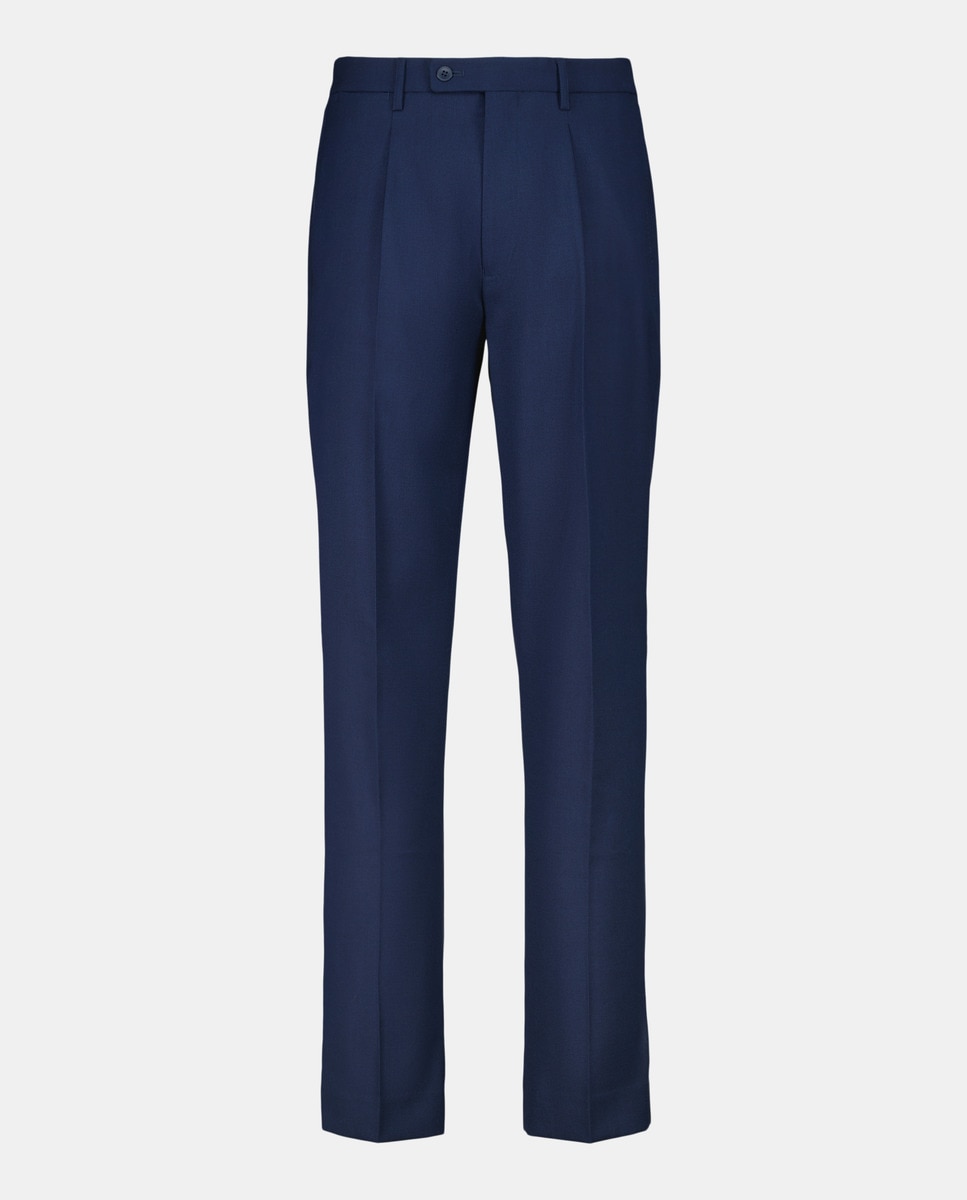 Pantalón de traje ojo de perdiz con pinza de hombre Classic Fit Azul-4