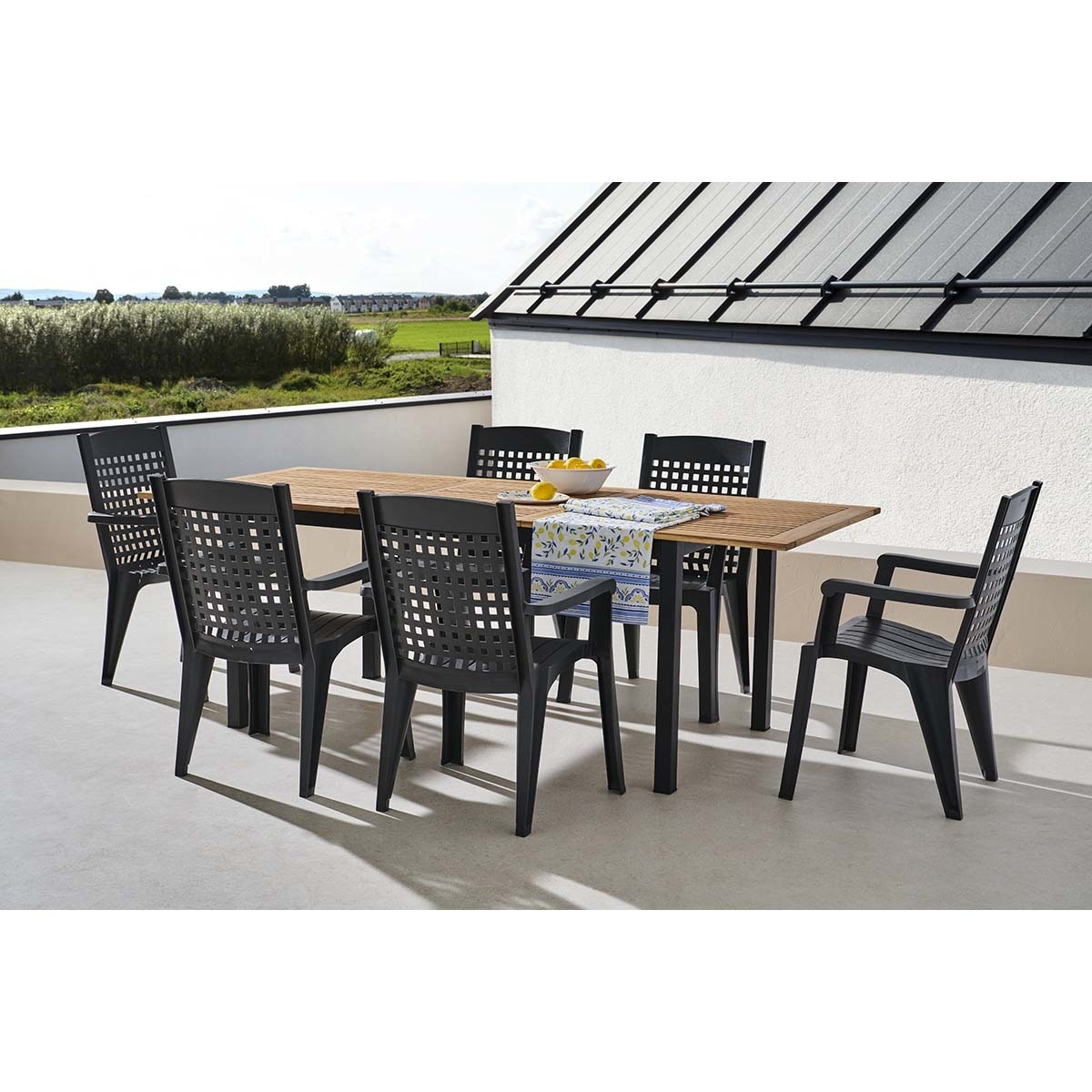 Mesa de comedor extensible de jardín Cambria Basics El Corte Inglés Antracita / Natural-8