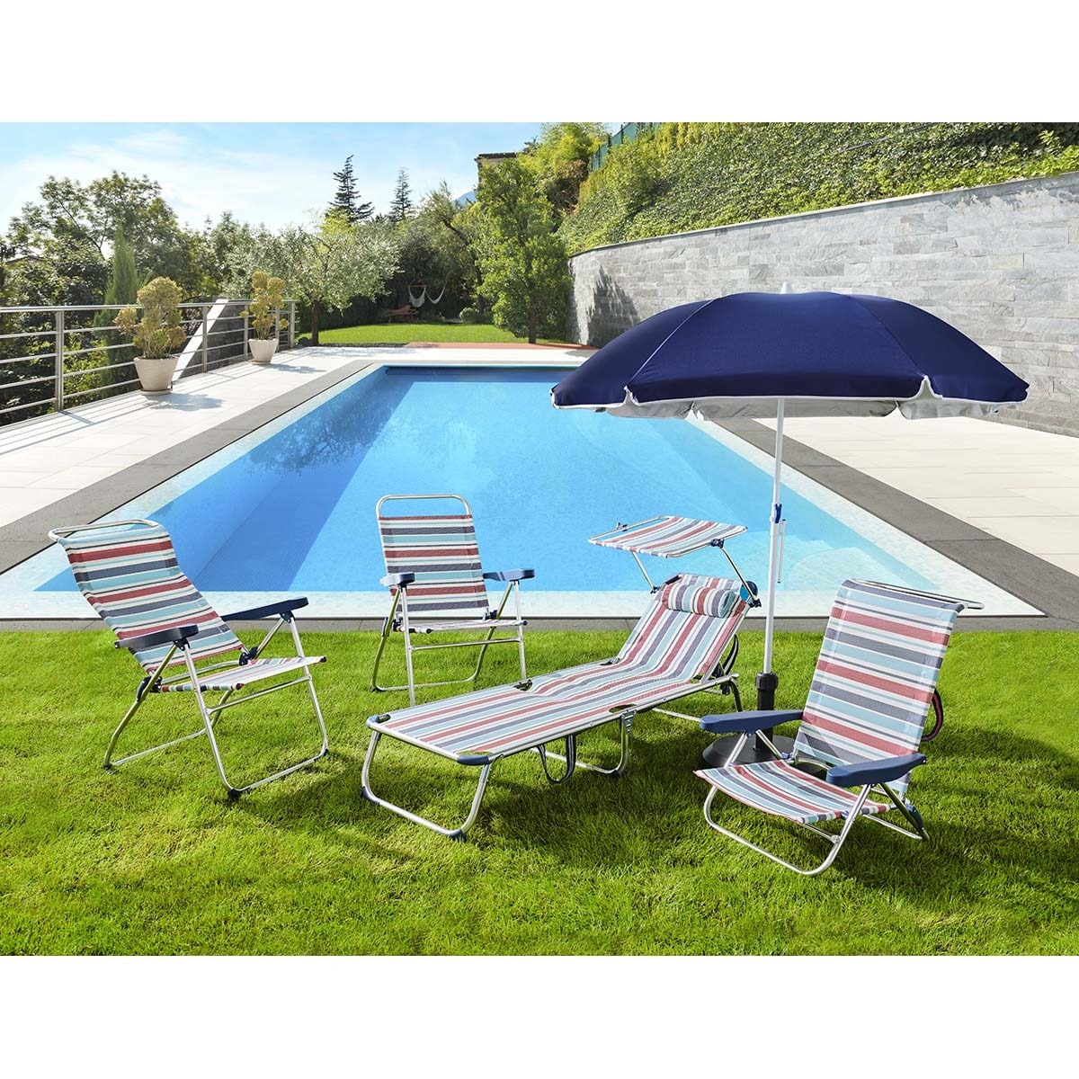 Tumbona plegable Amalfi Basics El Corte Inglés Azul-7