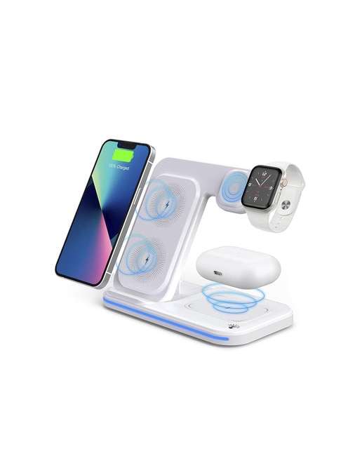 Imagen 0 de Base de carga inalámbrica plegable 3 en 1. Base Qi 15W doble posición,cargador Apple Watch, base Qi