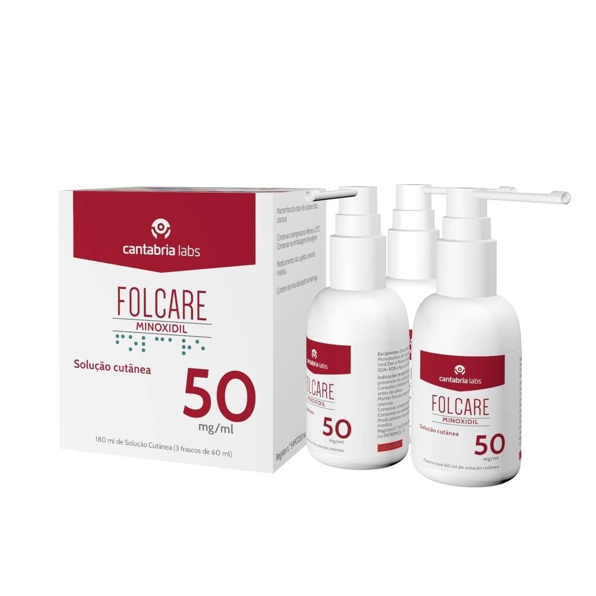 Folcare Minoxidil 50 mg/ml Solução Cutânea - 3x60 ml 1