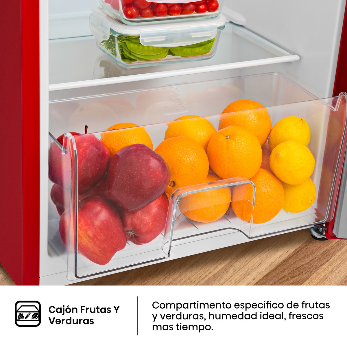 Frigorífico 1 puerta Hisense Cíclico/Defrost - RR220D4BRE Rojo-3