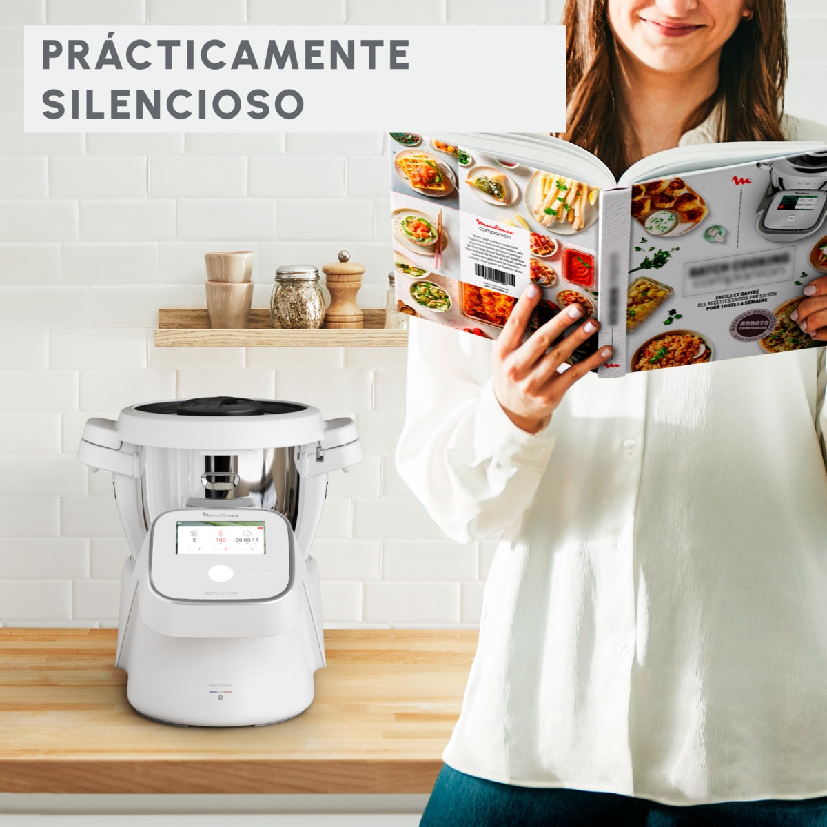 Robot de Cocina Moulinex I Companion Touch XL HF935, Conectividad WiFi Blanco-6