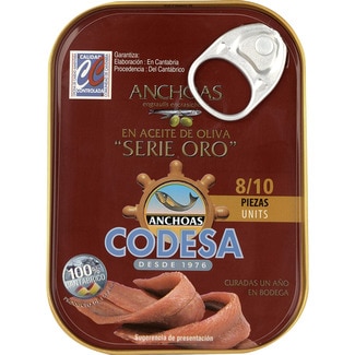 filetes de anchoa del Cantábrico en aceite de oliva lata 32 g neto escurrido - Codesa Serie Oro