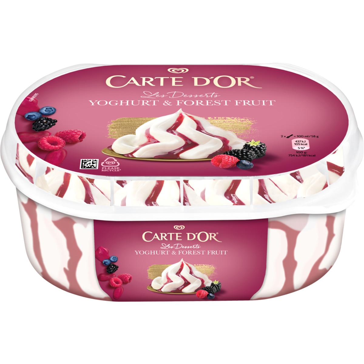 Gelado Yoghurt&Forest Fruit Les Desserts embalagem 825 ml