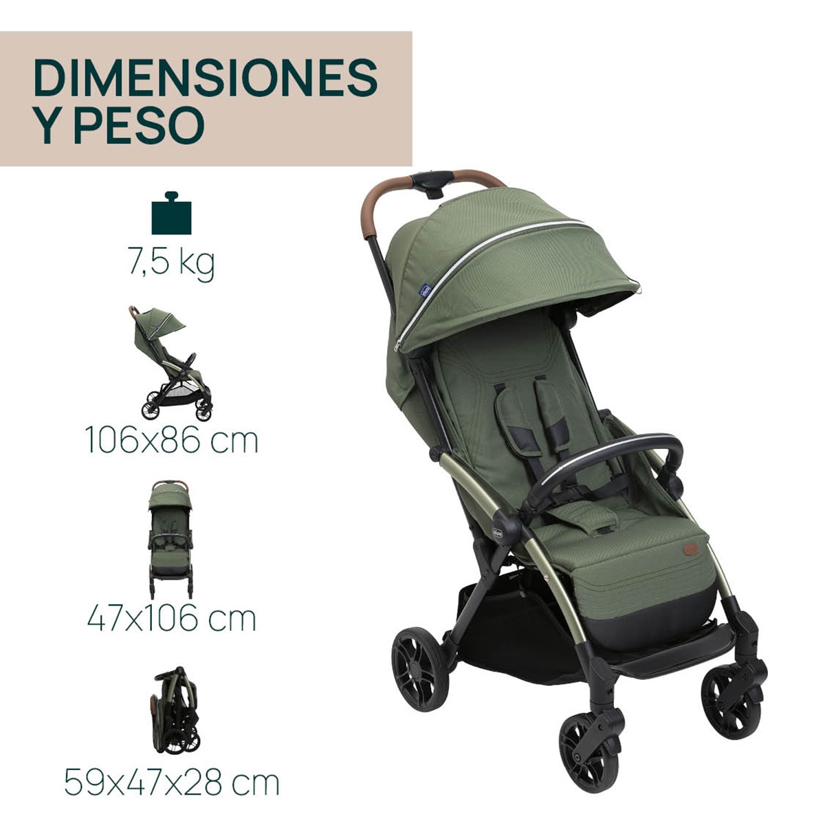 Carrinho de Passeio Autodobrável Goody XPlus Verde-escuro-5