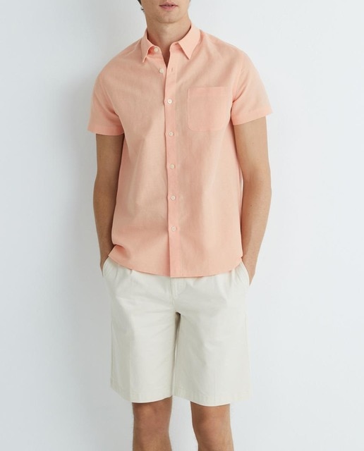Imagen 0 de Camisa manga corta de hombre de lino y algodón