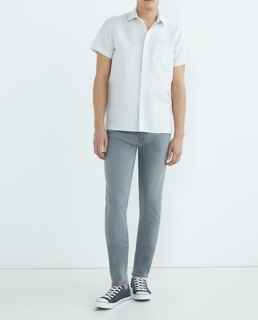 Imagen 0 de Camisa manga corta de hombre de lino algodón rayas