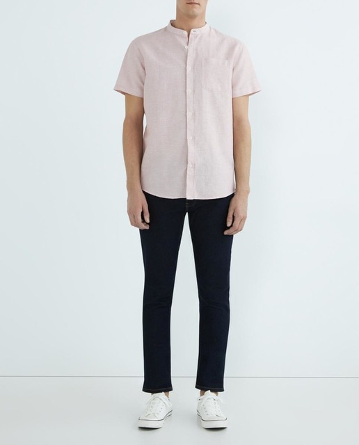 Imagen 0 de Camisa manga corta de hombre de lino algodón rayas