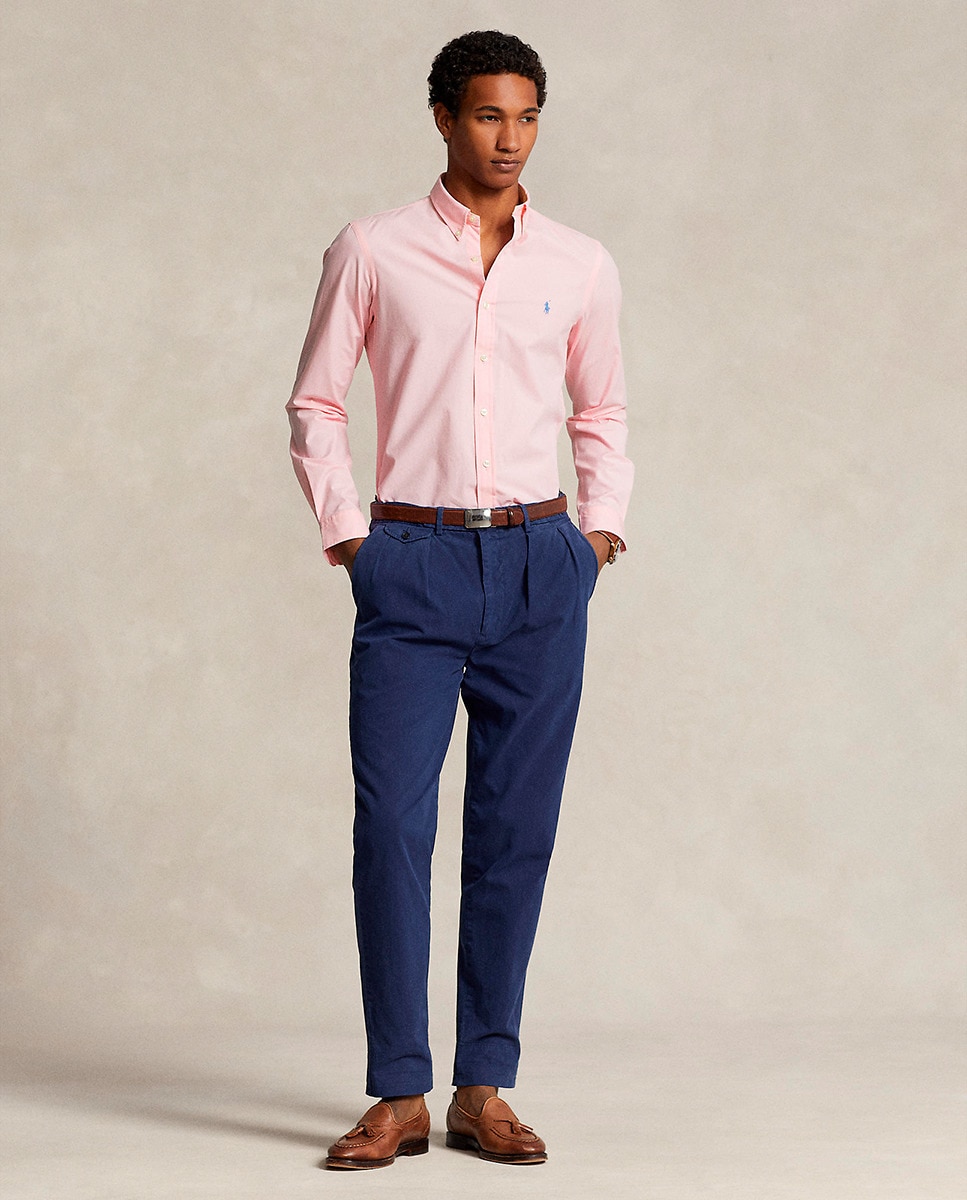 Camisa Regular Fit de Popelina Rosa-5