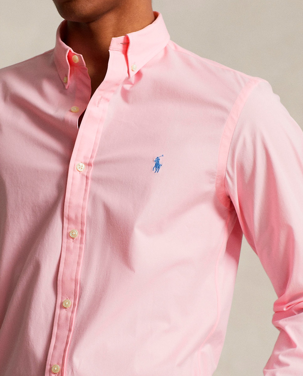 Camisa Regular Fit de Popelina Rosa-3