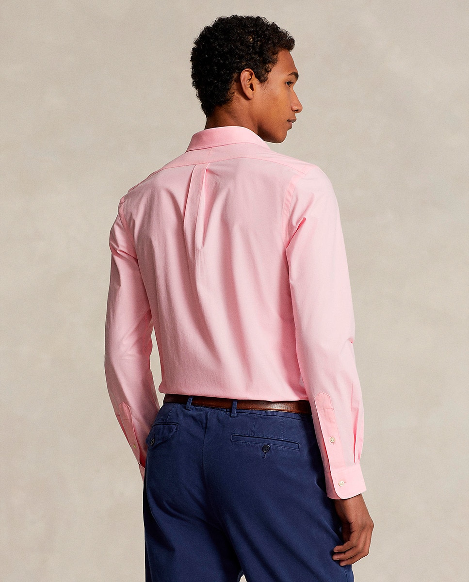 Camisa Regular Fit de Popelina Rosa-2