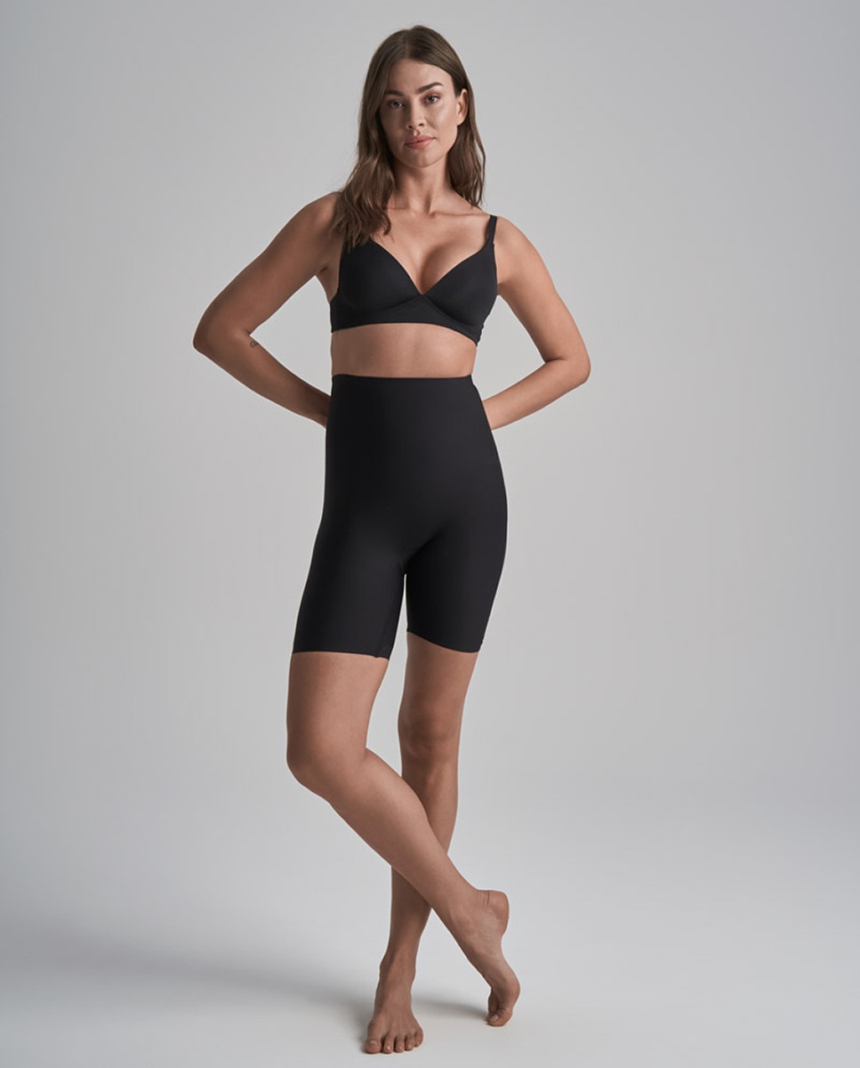 Faja pantalon short reductor abdomen cintura y cartucheras control firme de cintura alta - Bye Bra - Negro Negro-6