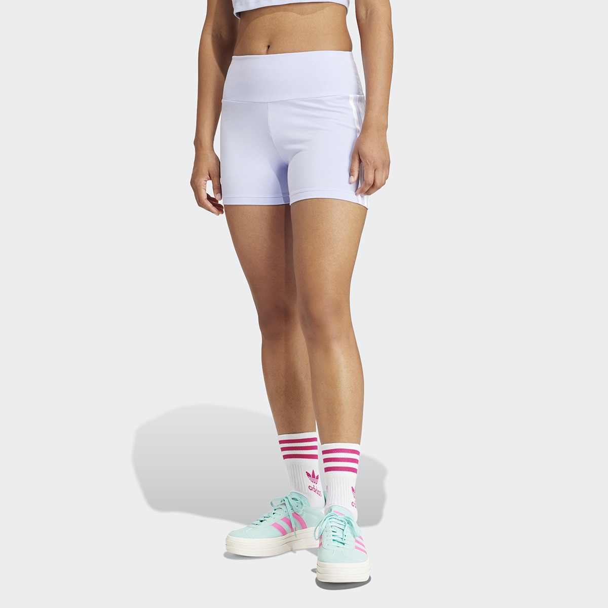 Leggings Tipo Calções de Mulher 1/4 Cotton 3 Faixas Originals Violeta-1