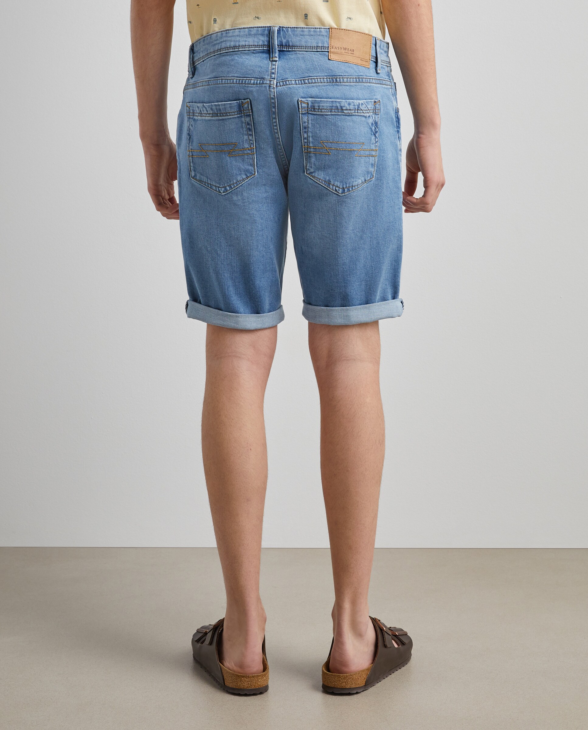 Bermudas de Ganga com 5 Bolsos Stretch Azul Céu-3