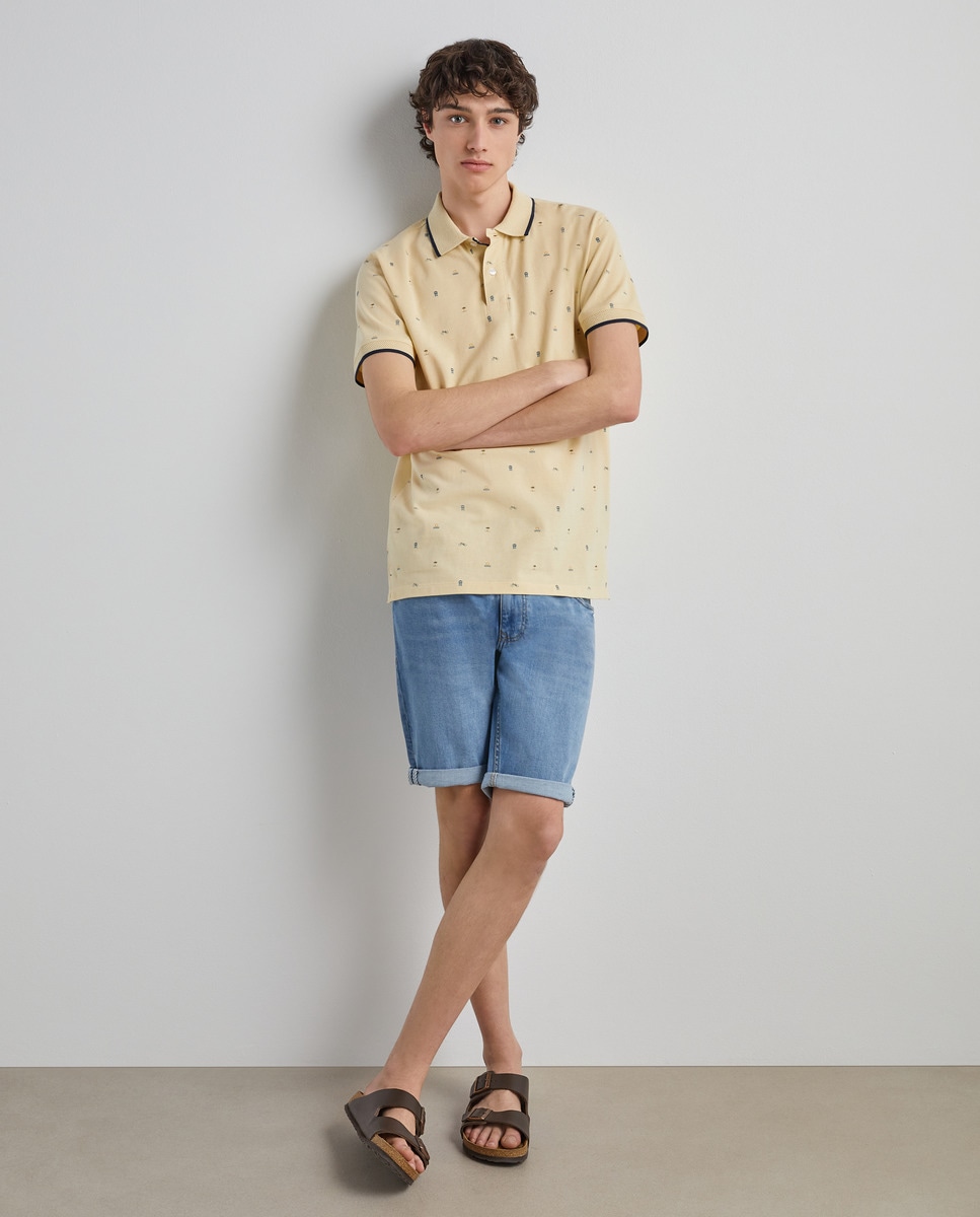 Bermudas de Ganga com 5 Bolsos Stretch Azul Céu-1