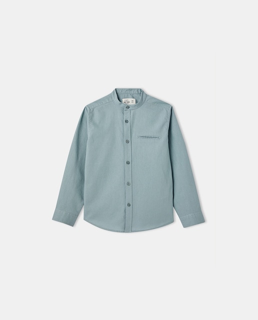 Imagen 0 de Camisa gasa de niño con cuello mao en verde