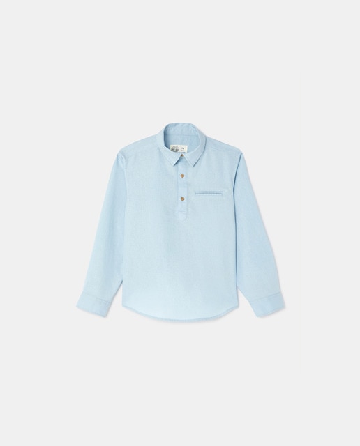 Imagen 0 de Camisa lino polera de niño en azul