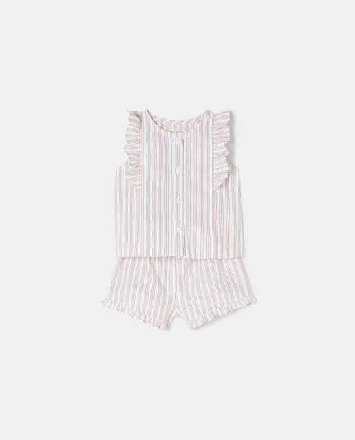 Imagen 0 de Pijama bebe 2 piezas rayas bicolor de bebé niña