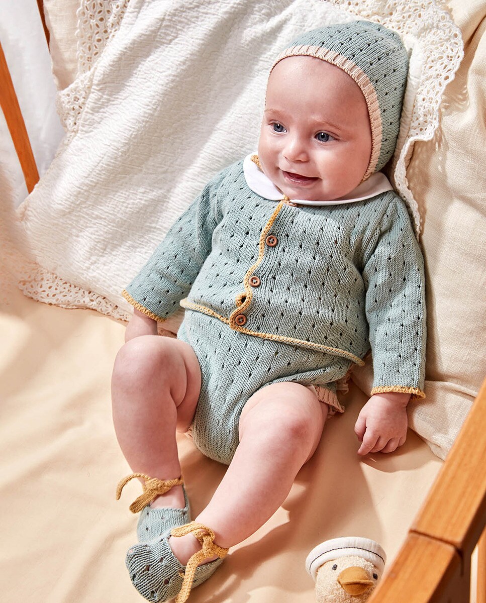 Casaco de Malha Aberta Verde-claro-4