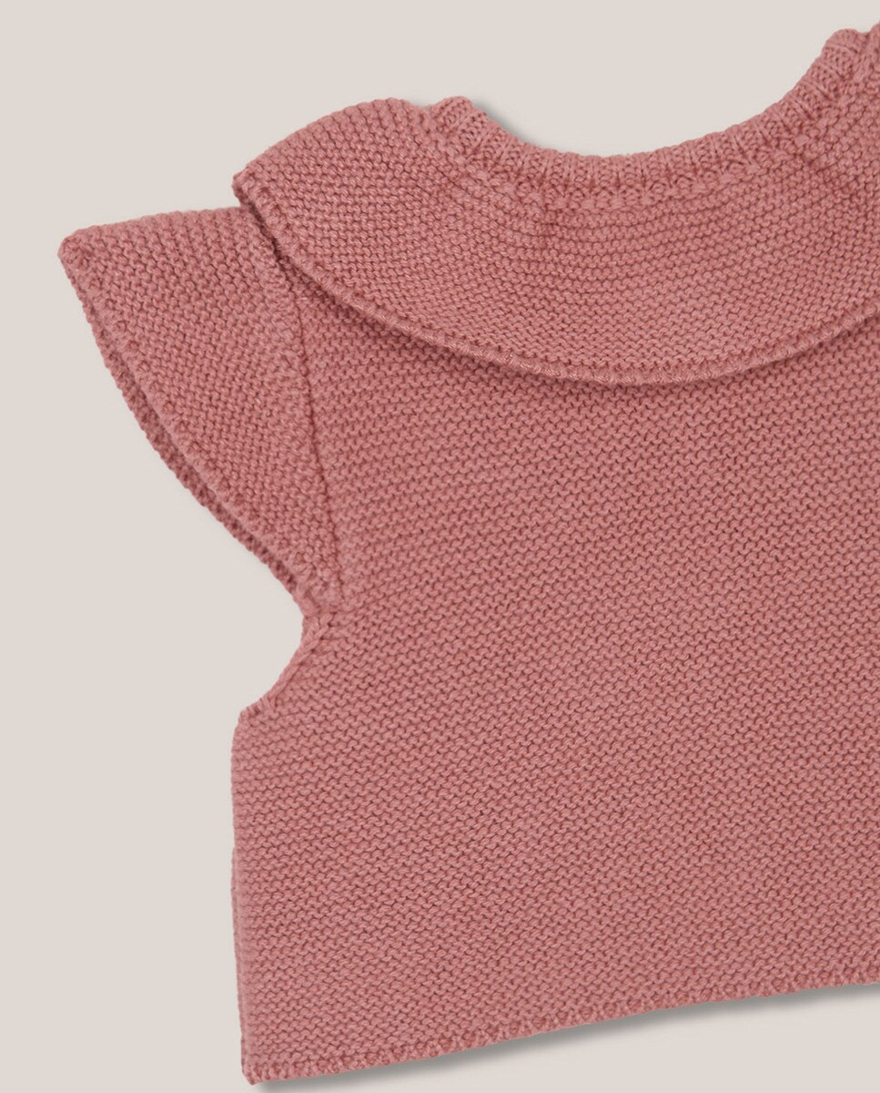 Colete de Malha com Ponto Musgo Rosa-4