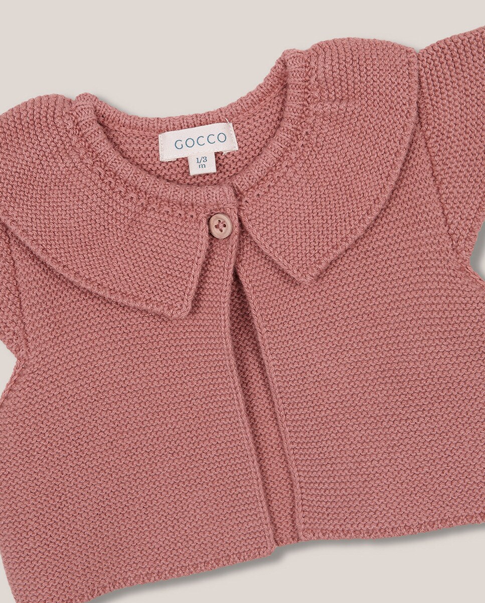 Colete de Malha com Ponto Musgo Rosa-3