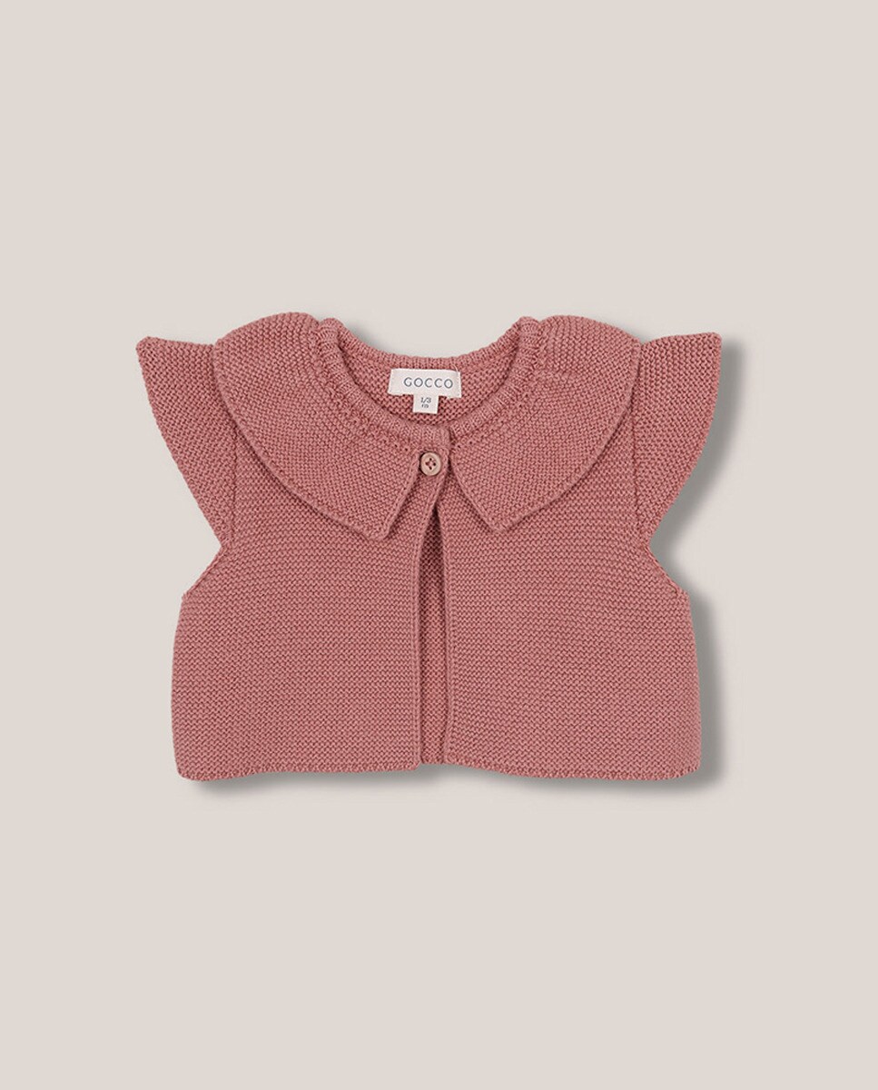 Colete de Malha com Ponto Musgo Rosa-1