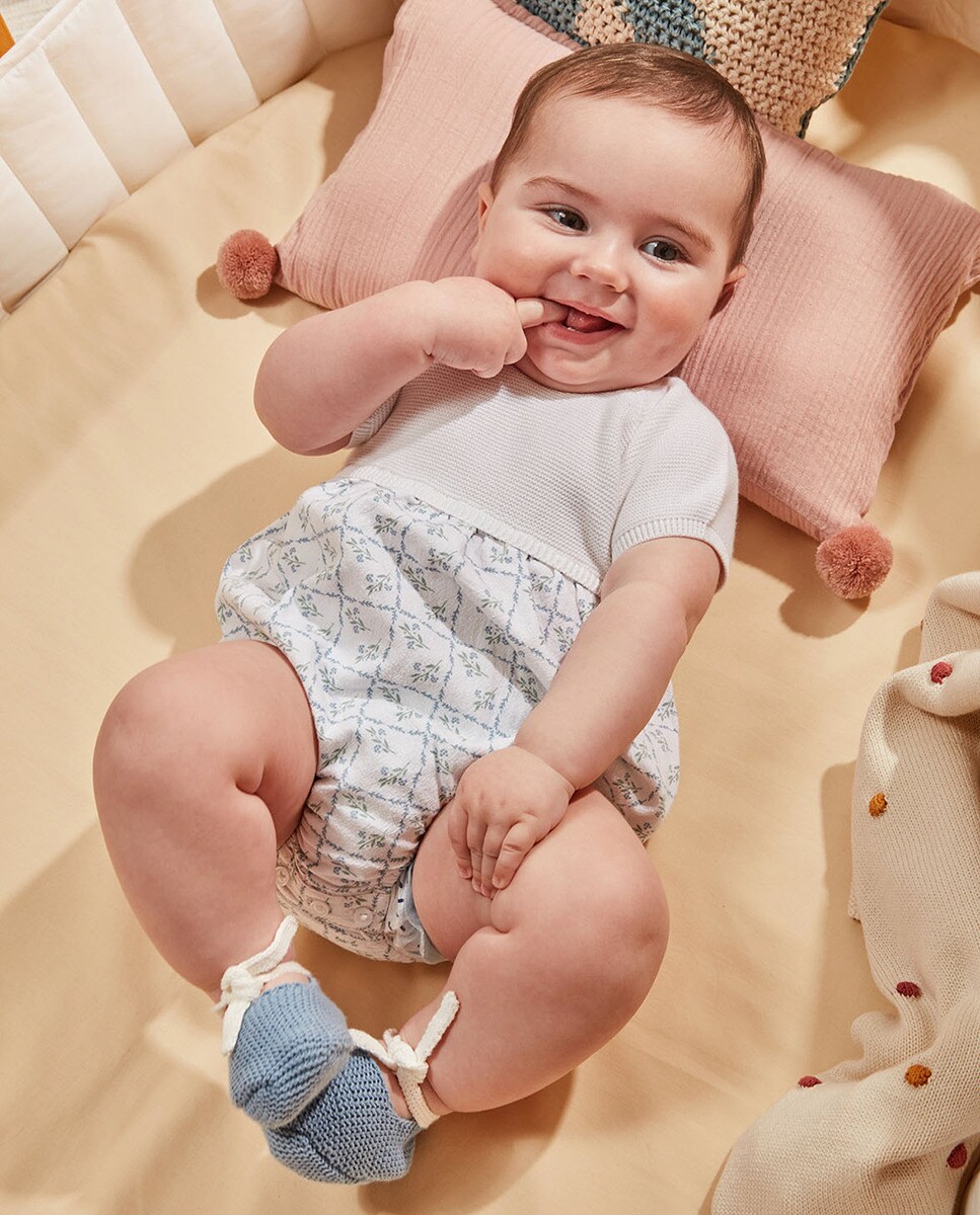 Babygrow de Malha com Parte de Baixo em Dobby Azul-5