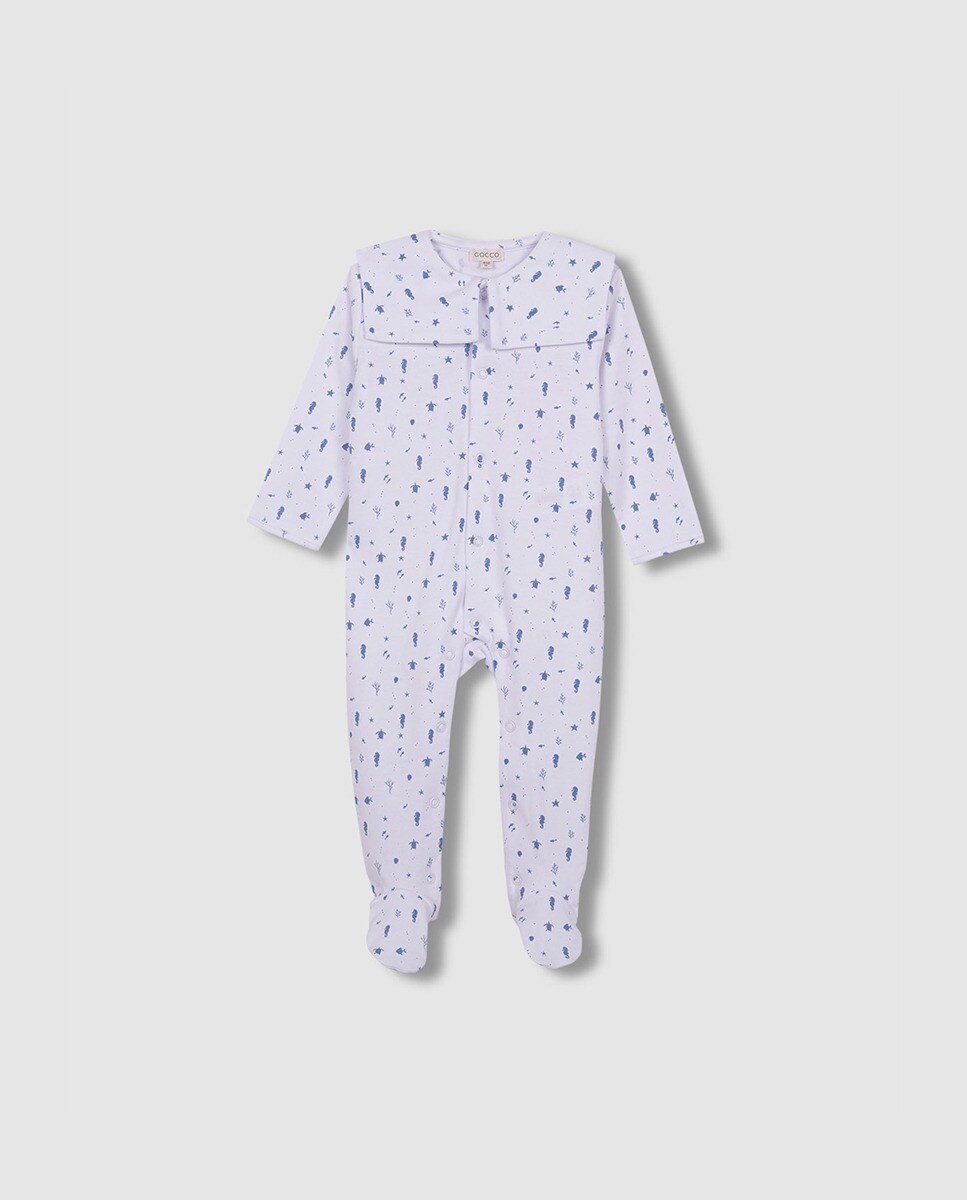 Pijama Comprido com Estampado Mar Branco-3