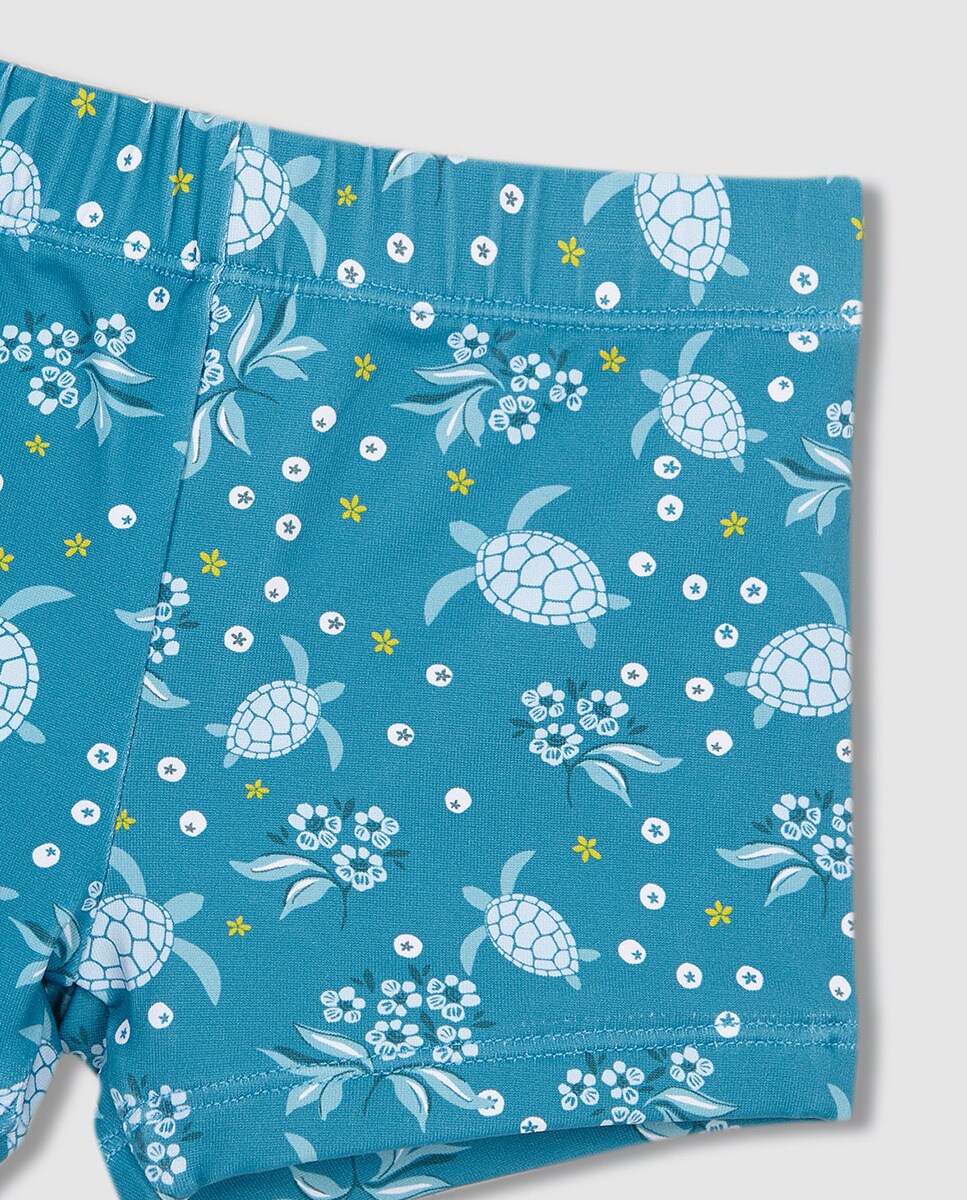Boxers Estampados com Tartarugas Turquesa-4