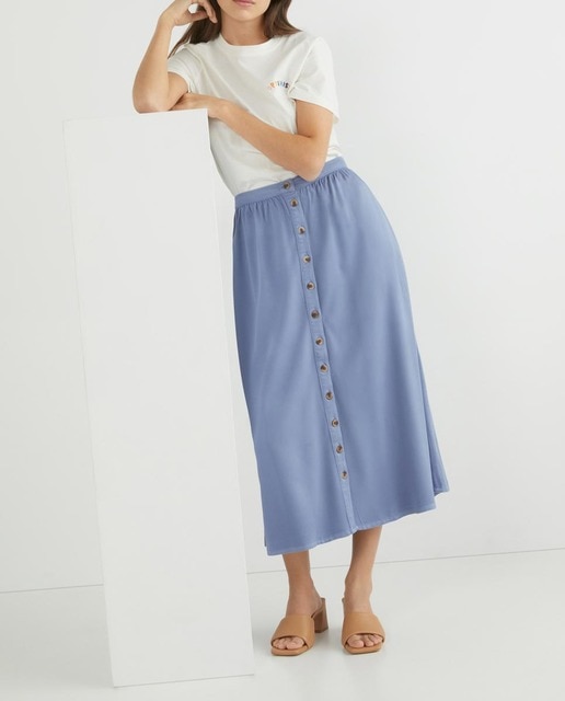 Imagen 0 de Falda midi botones