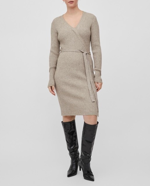 Imagen 0 de Vestido de punto con lazada en cintura