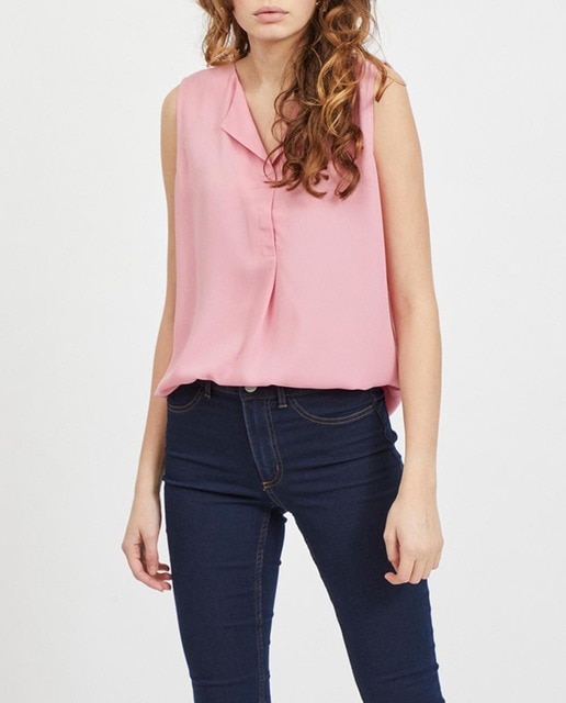 Imagen 0 de Top de mujer manga de sisa y cuello en V