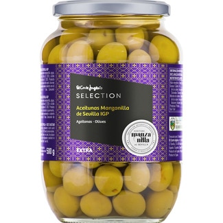aceitunas manzanilla enteras IGP de Sevilla frasco 500 g neto escurrido - El Corte Ingles Selection