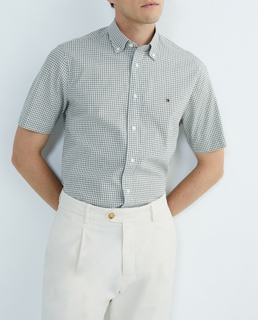 Imagen 0 de Camisa de hombre de manga corta regular fit de cuadros multicolor