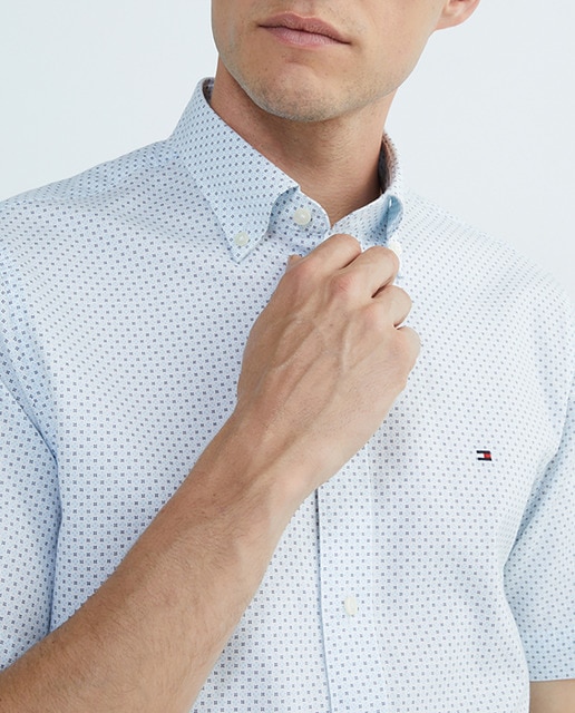 Imagen 0 de Camisa de hombre de manga corta regular fit con microestampado