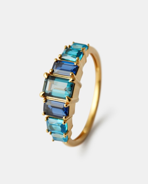 Imagen 0 de Anillo de oro con zafiro y topacio