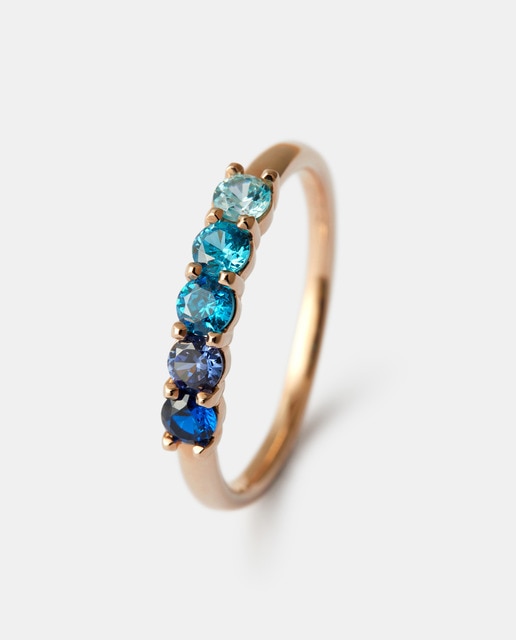 Imagen 0 de Anillo de oro con zafiro y piedras semipreciosas