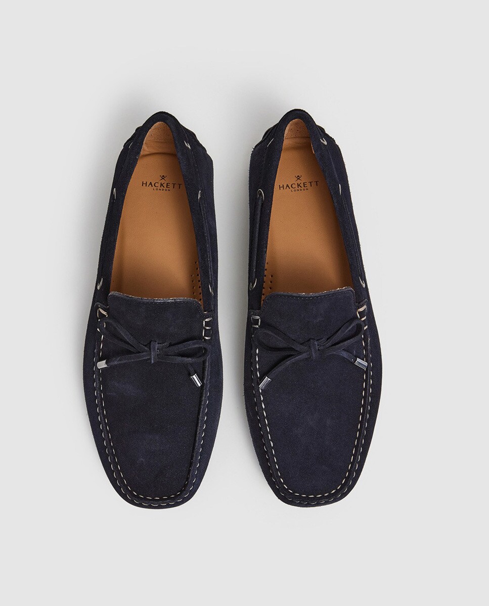 Mocassins de Camurça com Detalhe de Laço Azul-3