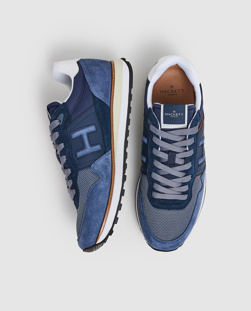 Sapatilhas Baixas Telfor Varsity Tipo Running em Pele Azul-3