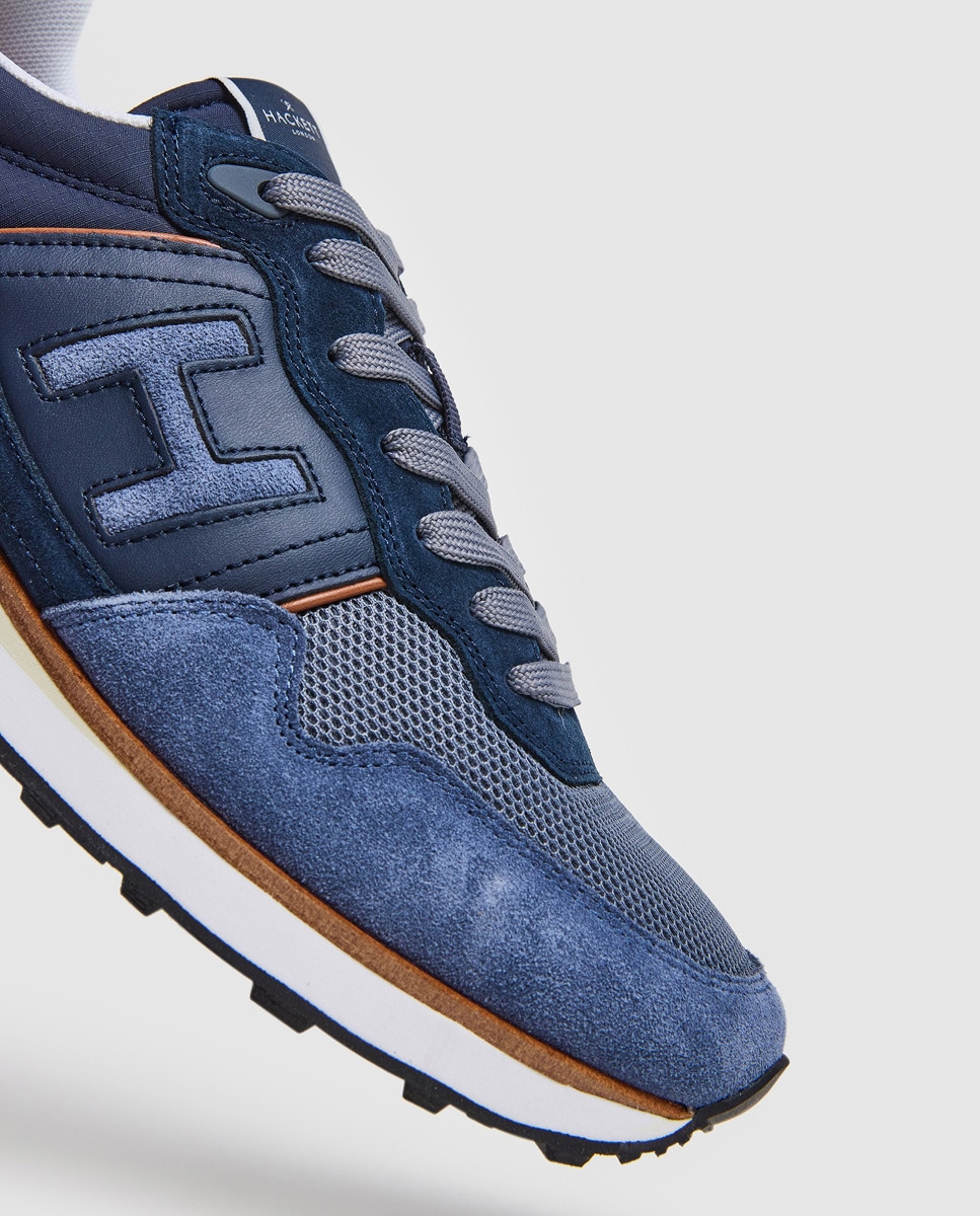 Sapatilhas Baixas Telfor Varsity Tipo Running em Pele Azul-4