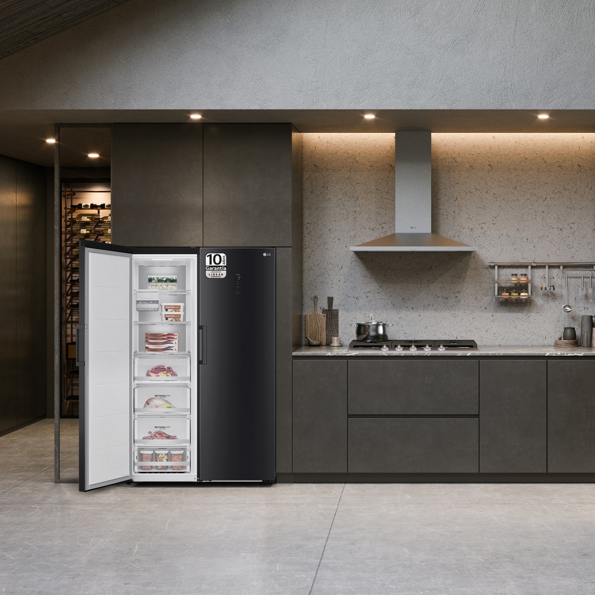 Congelador vertical LG 186 cm, 355 l, Multi Air Flow - GFM61MCCSF Negro mate-19
