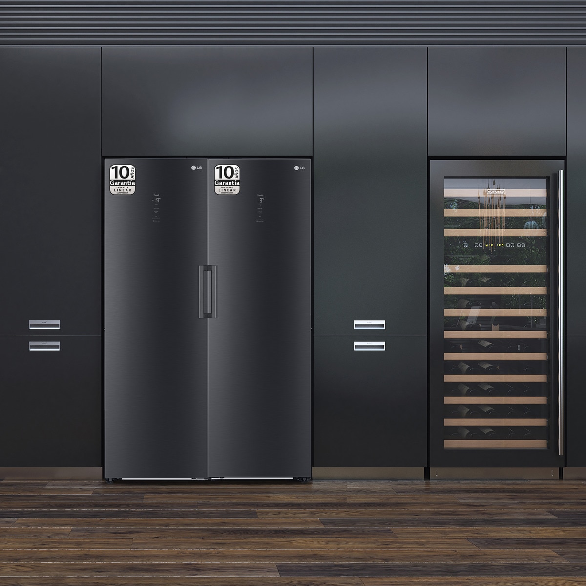 Congelador vertical LG 186 cm, 355 l, Multi Air Flow - GFM61MCCSF Negro mate-18