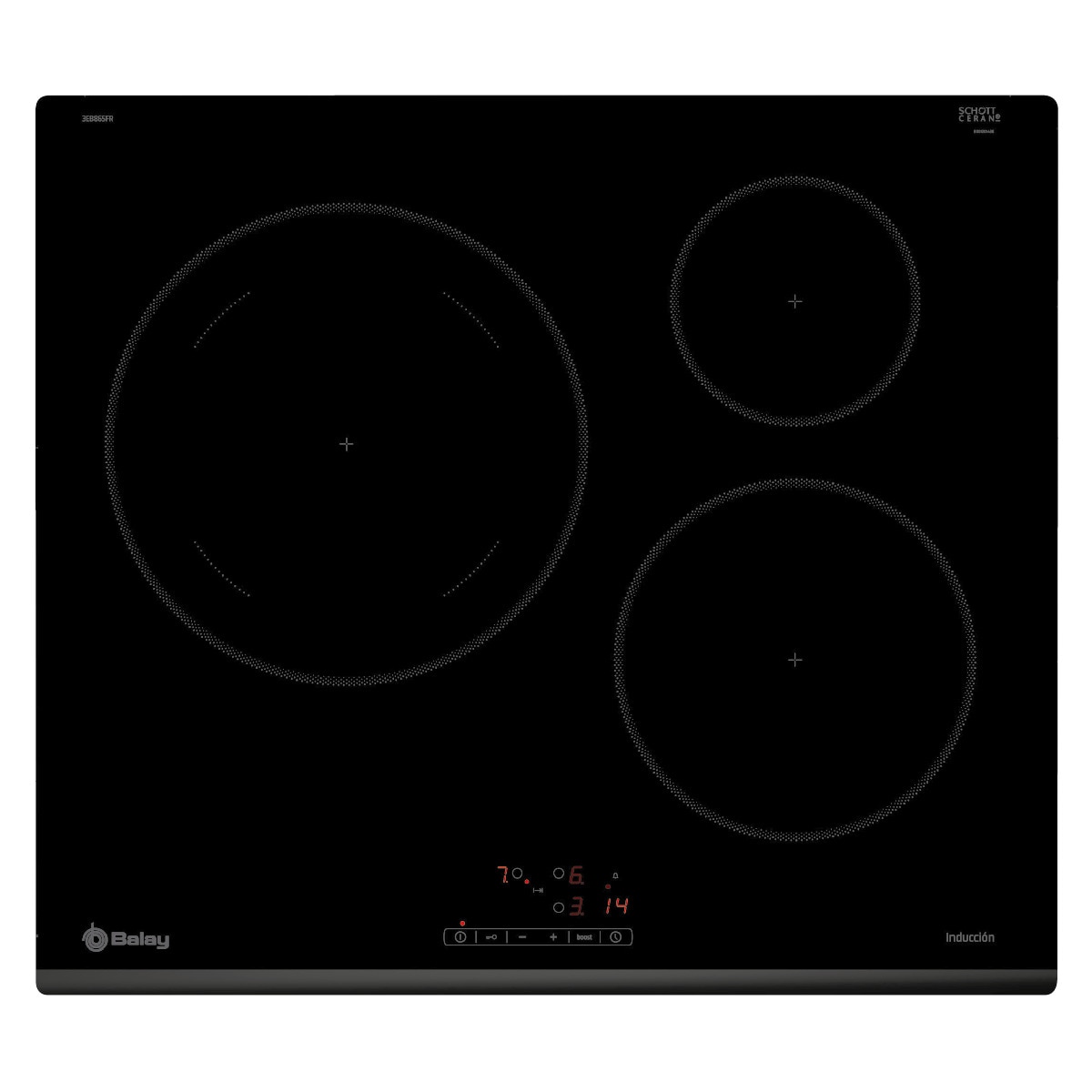 Placa de Indução Balay 3EB865FR de 3 Zonas e de 59,2 cm - Preto 1
