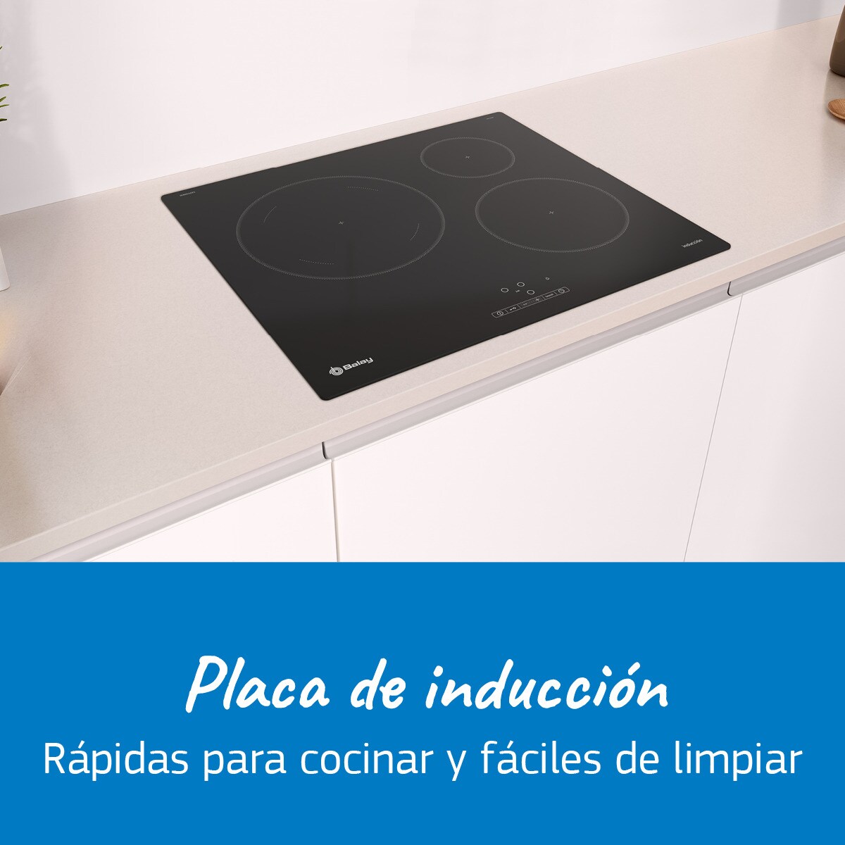 Placa inducción Balay 3 zonas con función Sprint - 3EB865ERS Negro-4