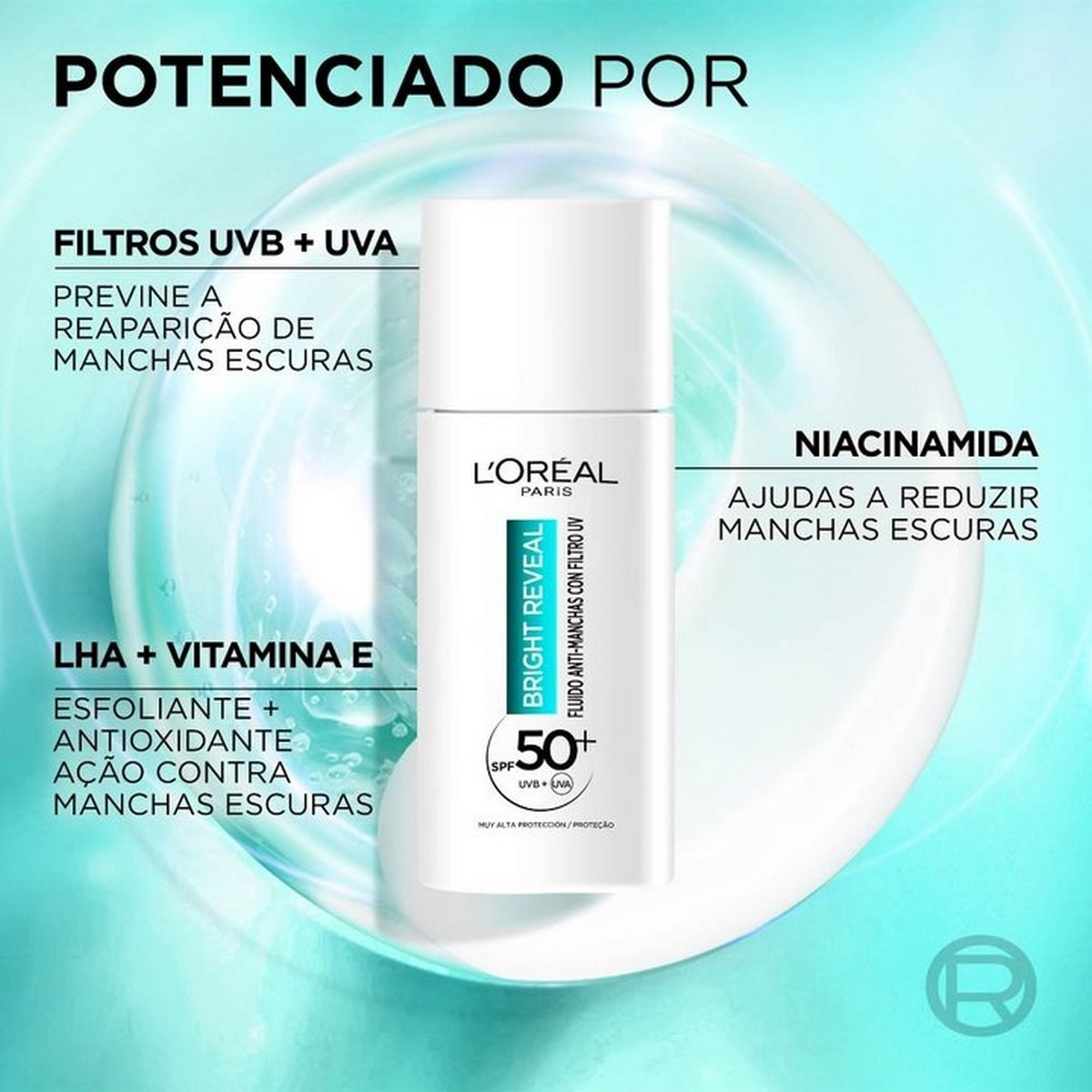 Fluído Hidratante Anti-manchas SPF50+ e Niacinamida Bright Reveal - 50 ml 2