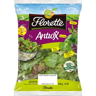 ensalada antiox con lollo rosso brote, canónigo, rúcula y berro bolsa 100 g - Florette