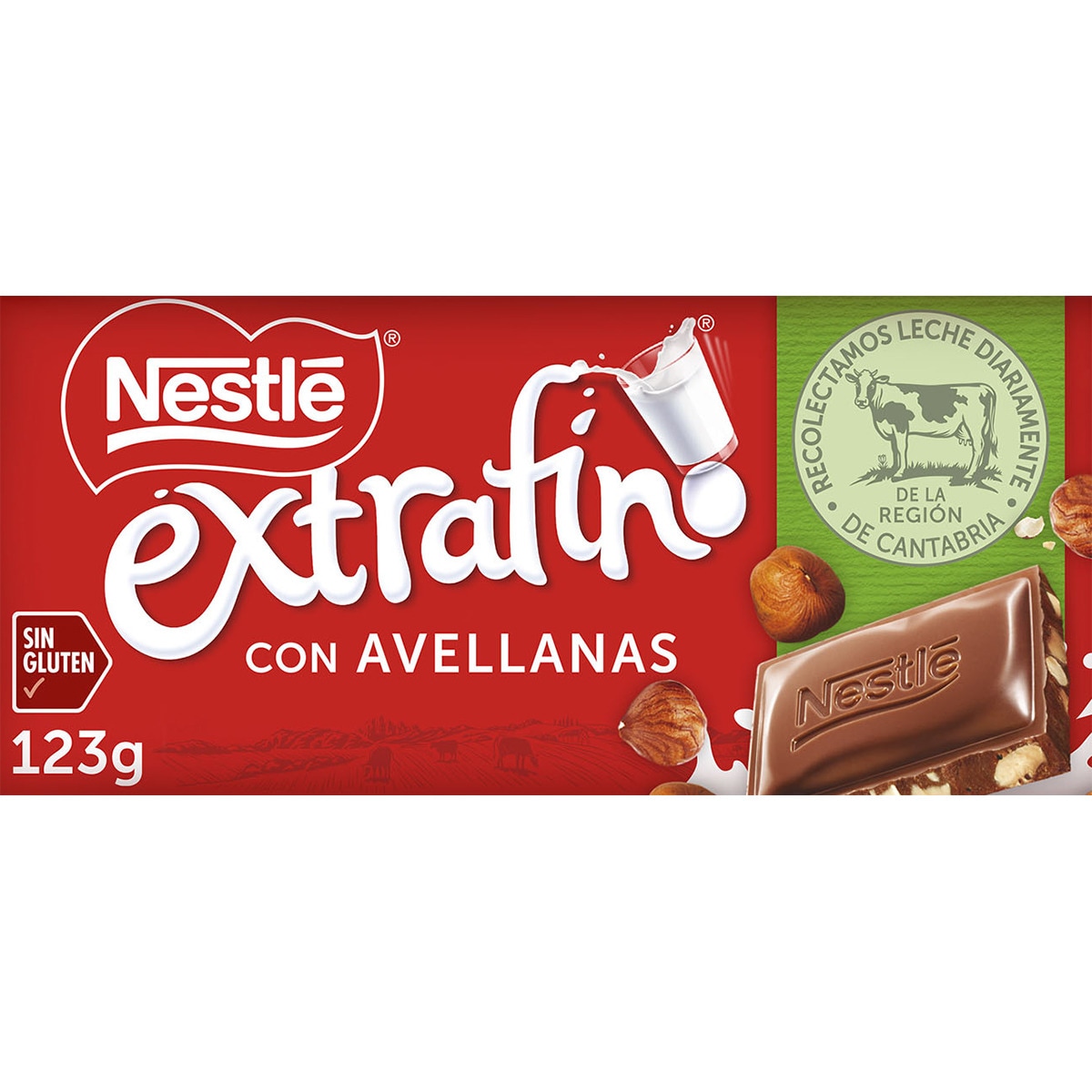 chocolate con leche y avellanas sin gluten tableta 123 g